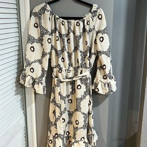 H&M Black/white/floral short off-the-shoulder dress